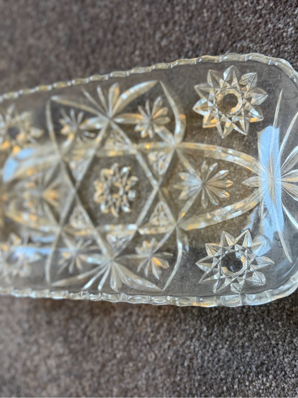 Pressed Glass Decorative Serving Tray - Clear